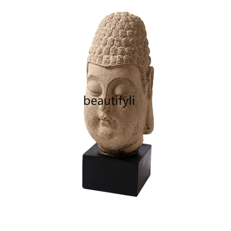 

yj New Chinese Antique Soft Home Decoration Classical Ornaments Buddha Head Bodhi Buddha Statue