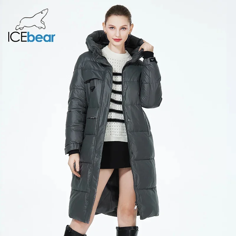 ICEbear-Parkas de algodón con cremallera para mujer, abrigo cálido a prueba de viento, chaqueta acolchada elegante, moda de invierno, GWD22382I, 2023