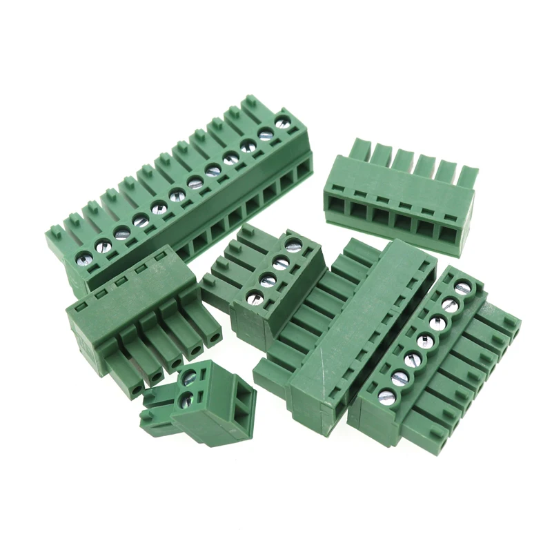 5pcs 15EDG KF2EDG 3.81mm Pitch PCB Screw Terminals Block Connector Right Angle Plug-Pin Header Socket 2/3/4/5/6/7/8/9/10P/12Pin