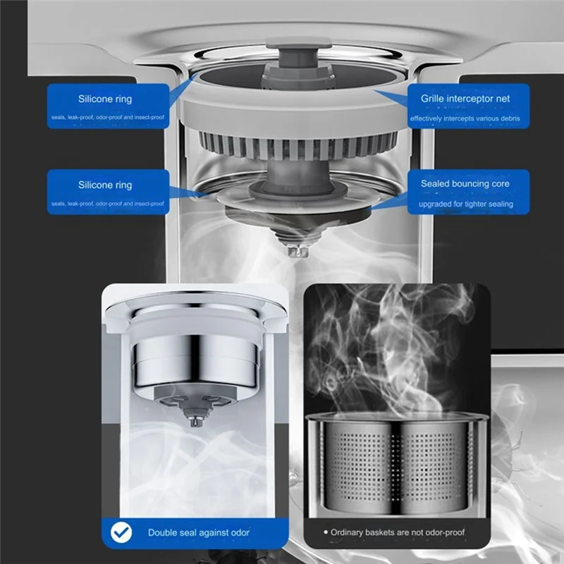 

【Получшие предложения】Кухонный фильтр для раковины, сито для раковины, сливная корзина, запорка, прыгающий сердечник, герметичная заглушка