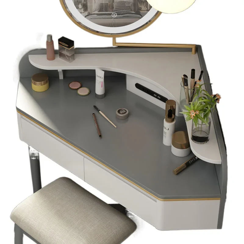 

Dresser corner bedroom small apartment makeup table Internet celebrity mini light luxury triangle corner dressing table with lam