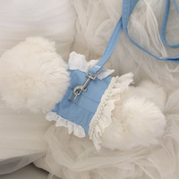 Pet Lace Pearl Chest Strap Traction Maltese Bear Dog To Go Out Chest and Back Clothes Small and Medium Dogs Summer Cat Teddy
