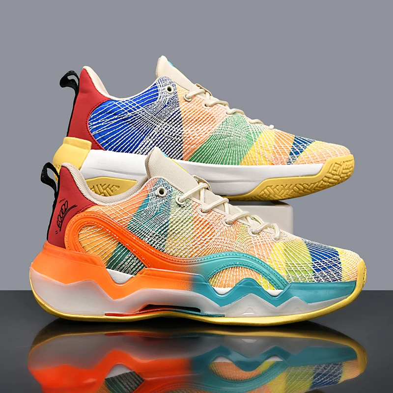 Sneakers Men Unisex Basketball Shoes Lace Up Mesh Lightweight Soft Comfortable Outdoor Rebound Training Basketball Boots for Men
