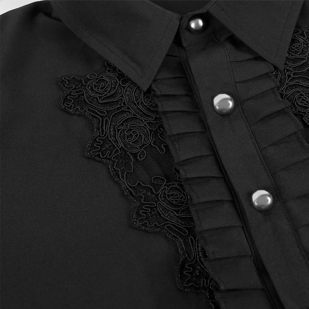 New Women's Retro Ruffles Shirts Renaissance Victorian Steampunk Shirt Solid Color Lapel Gothic Pleat Ladies Blouses Tops