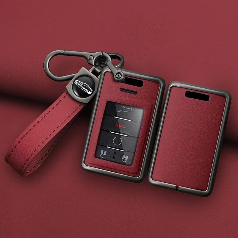 5 Button Smart Car Key Case Keychain Case Cover for Cadillac STS CTS SRX XTS ATS 2010 2011 2012 2015 Alloy +Leather Accessories