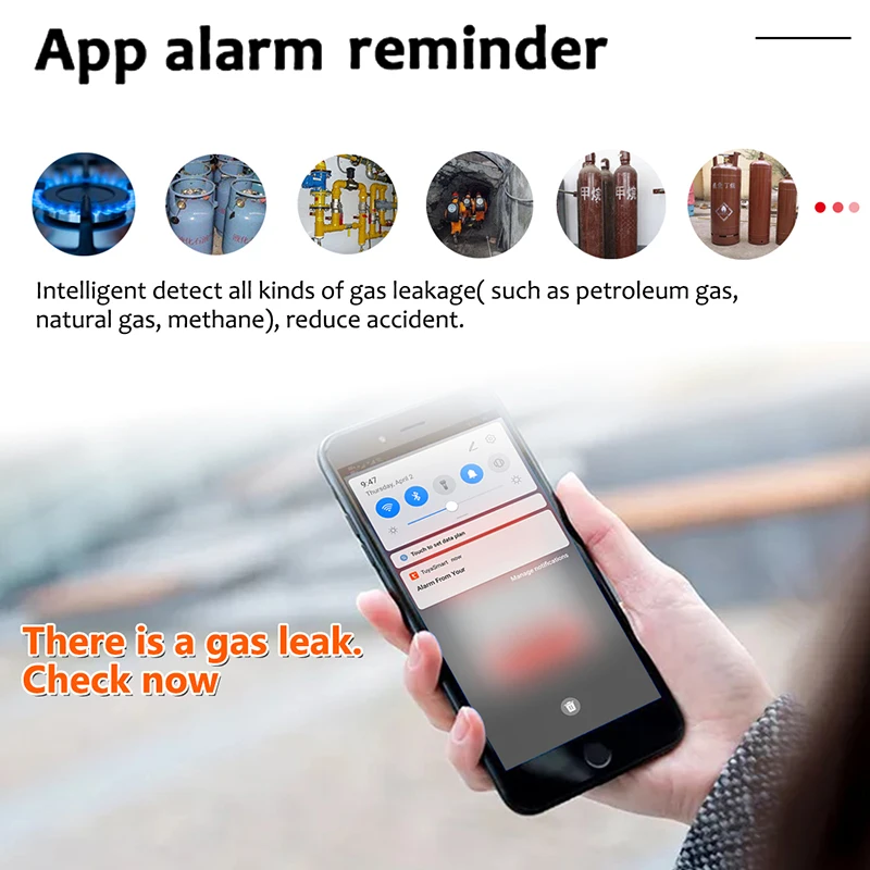 Smart Natural Gas Alarm Sensor CO Carbon Monoxide Poisoning Smoke Gas Monitoring For Fire Security Detector APP Control For Home