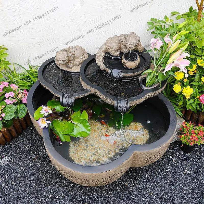 New courtyard garden landscape fish pond outdoor circulation water goldfish tank landscaping fountain pool