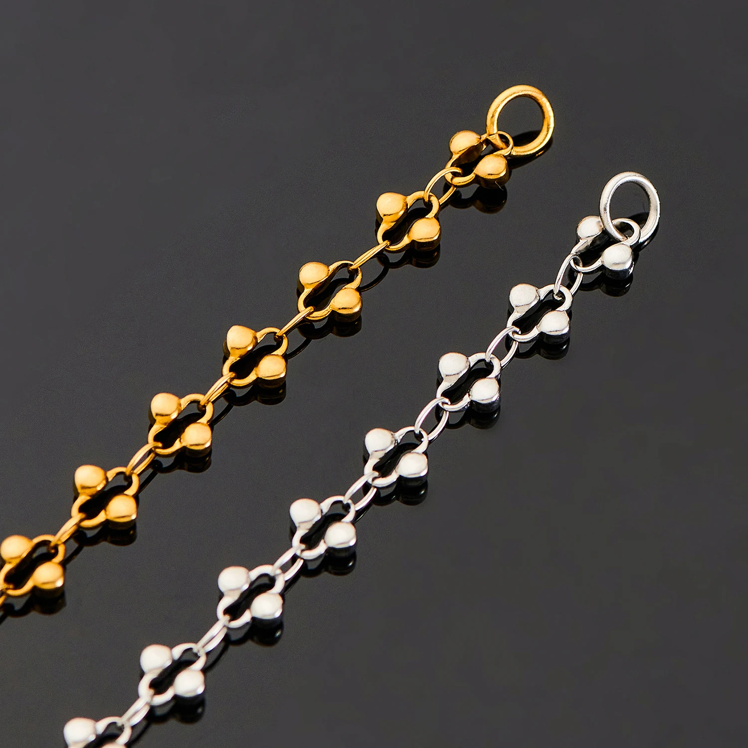 Wasserdichte 5mm Blumen-Handgemachte Edelstahl-Halskette Doppel-Perlenkette Vintage Choker Romantischer Schmuckzubehör – Detail 2