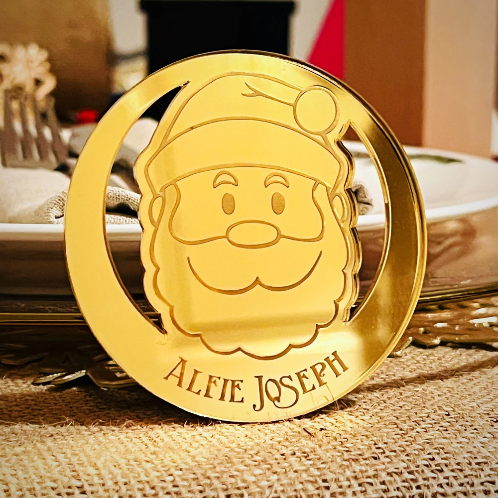 

10/20/30 шт. персонализированные рождественские карты для ужина, индивидуальные подарочные бирки с именем Санта-Клауса, маркер для сиденья для гостей, декор для вечеринки, стола