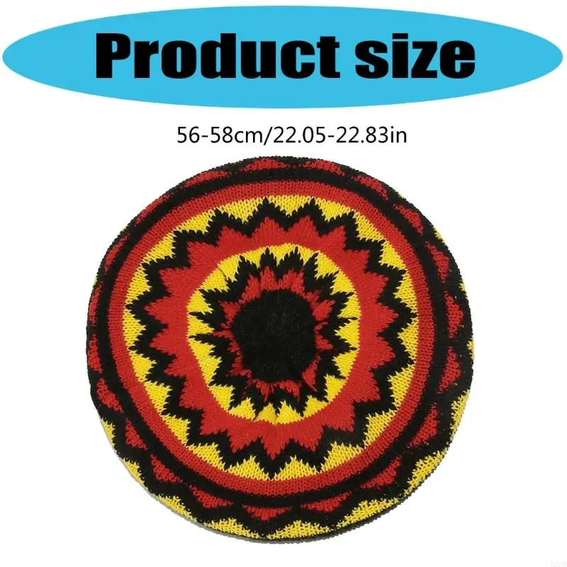 قبعة قوس قزح قبعة كروشيه قبعات جامايكية تقليدية للكبار للأنشطة الداخلية والخارجية، جميعها متطابقة #6