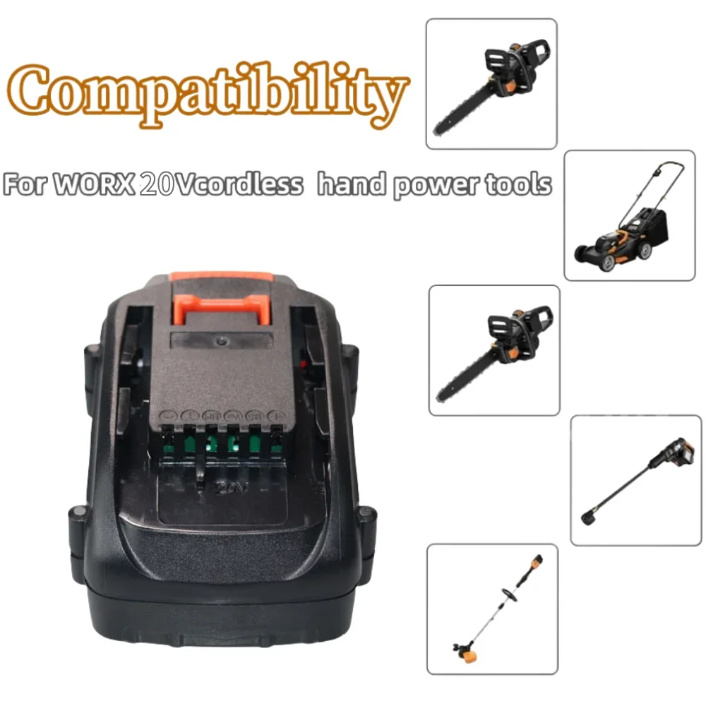สำหรับ worx 20V 4.0/6.0/8.0ah แบตเตอรี่ไร้สายเครื่องมือสำรองแบตเตอรี่ WA3572 WX390 WA3553 WA3551 WX176 WX178แบตเตอรี่