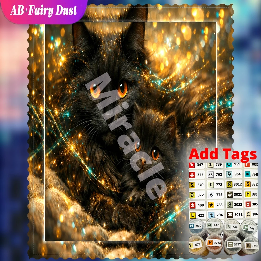 AB Fairy Dust Full Square Round Diamond Painting Animal Mystic golden dark wolf Mosaic Embroidery Gift