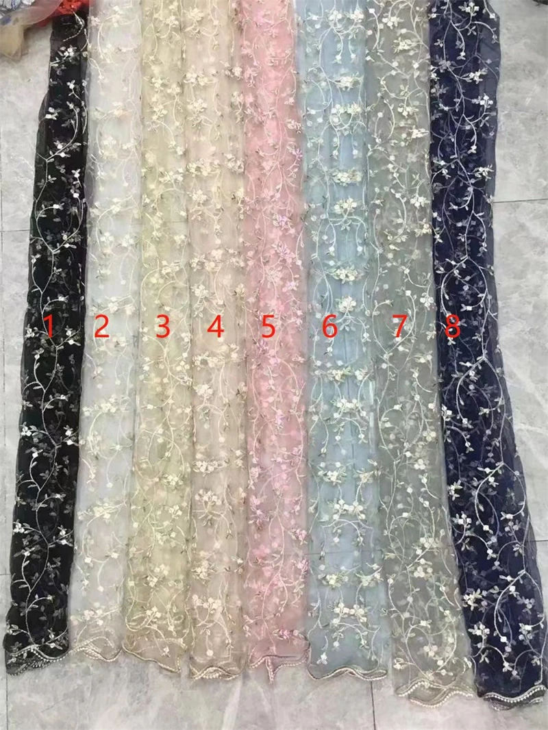 White beige mesh Embroidered lace Fabric Rose Small flower Foliage clothing doll skirt accessories mesh gauze
