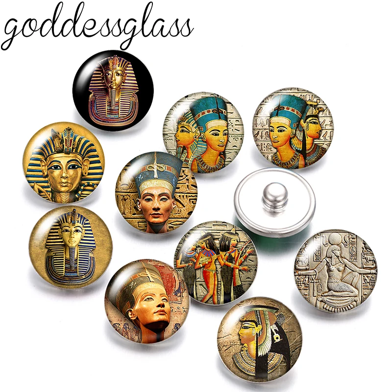 New Ancient Egypt Pharaoh Eye symbol 10pcs Round photo 12mm/18mm snap buttons for 12mm/18mm snap necklace DIY findings jewelry