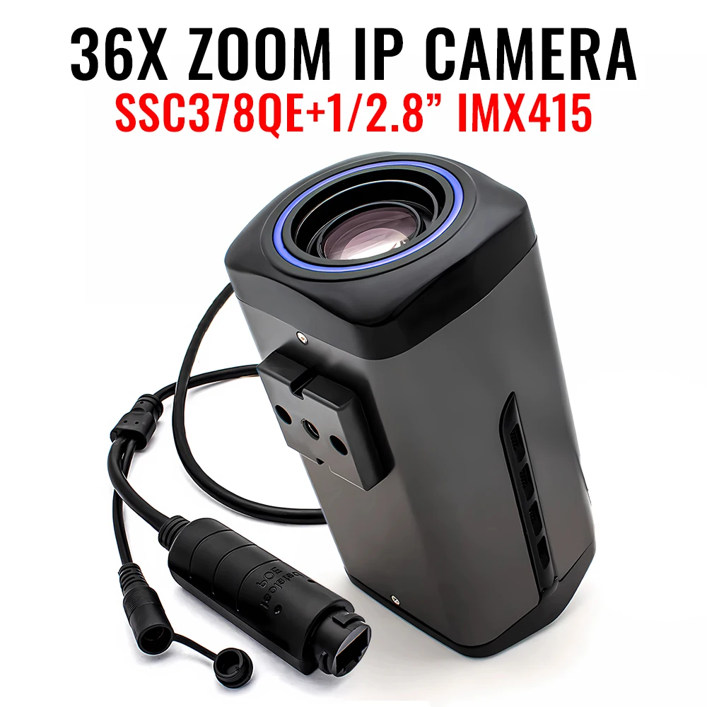 4K 8MP 36X Motorized Zoom POE IP Camera Metal Box 1/2.8" IMX415 SSC378QE ONVIF RTSP Network Outdoor Security Surveillance Camera