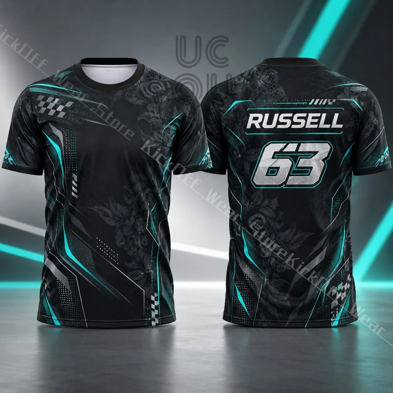 Russell 63 Mens Racing T Shirt Summer Short Sleeve Motorsport Jersey White Black Graphic Tee Unisex Streetwear Track Day Fan Top