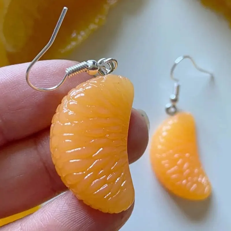 Creative Friut Orange Earrings Lovely Resin Drop Earrings Funny Charm Jewelry Gifts For Women Girls Party Ear Decoration