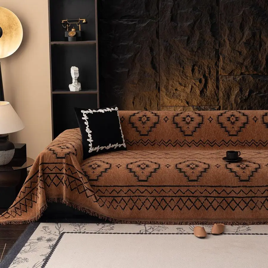 

Bohemian Sofa Covers Chenille Couch Cover for Sectional Couch, Soft Non Slip Couch Covers for 2 Cushion Sofa Breathable Sofa Fur