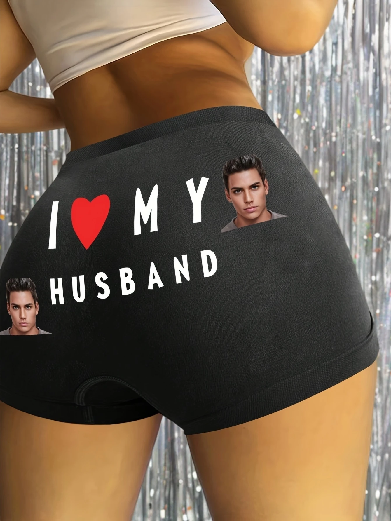 Women's Custom Photo Print Pattern Panties, Elastic and Soft Letter Heart Design Underwear for Daily Wear, Gift for Girlfriend
