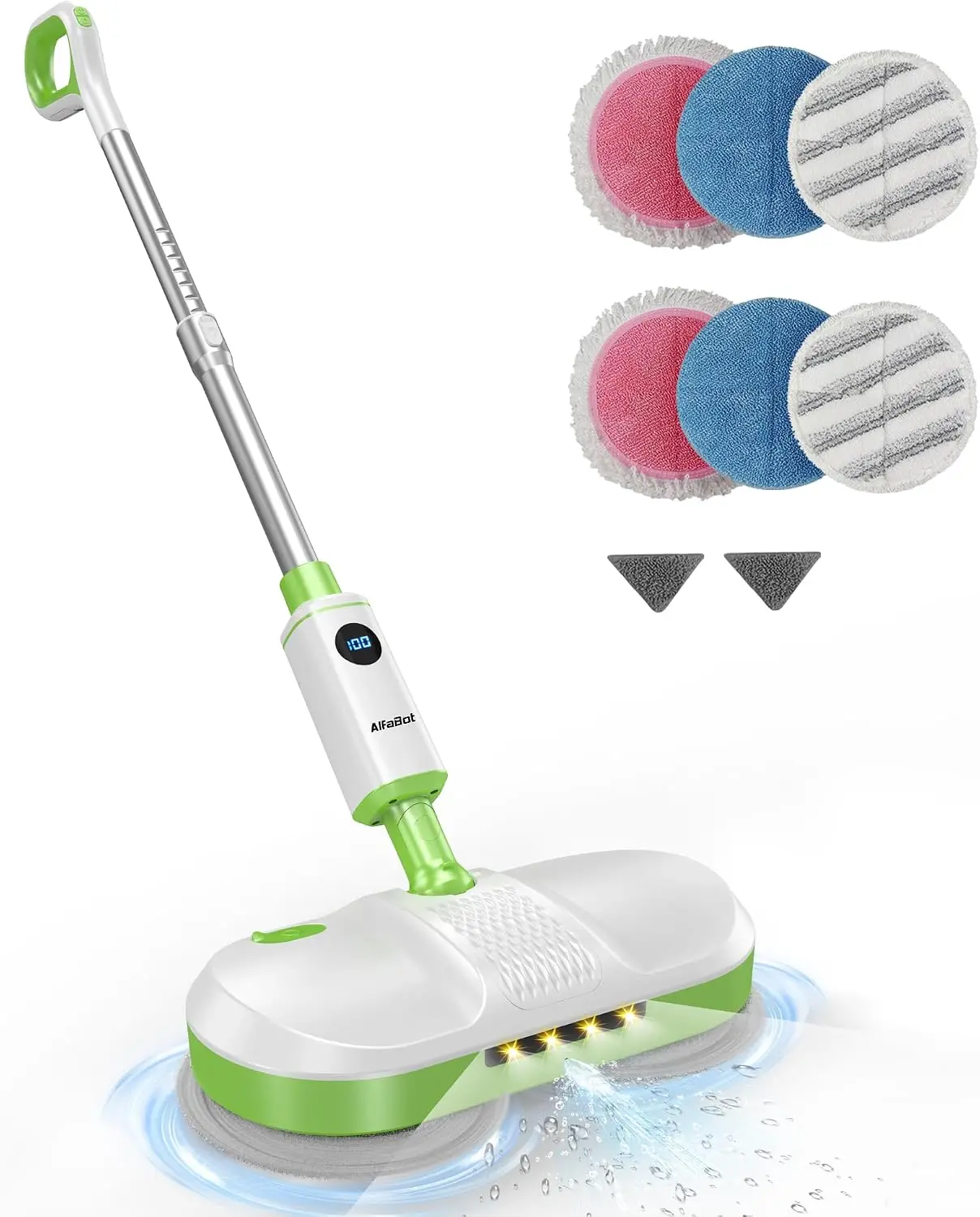Cordless Electric Mop, Electric Mop Floor Cleaner with LED Headlight & Water Sprayer, Up to 60 Mins, Self-Propelled with Big Wat