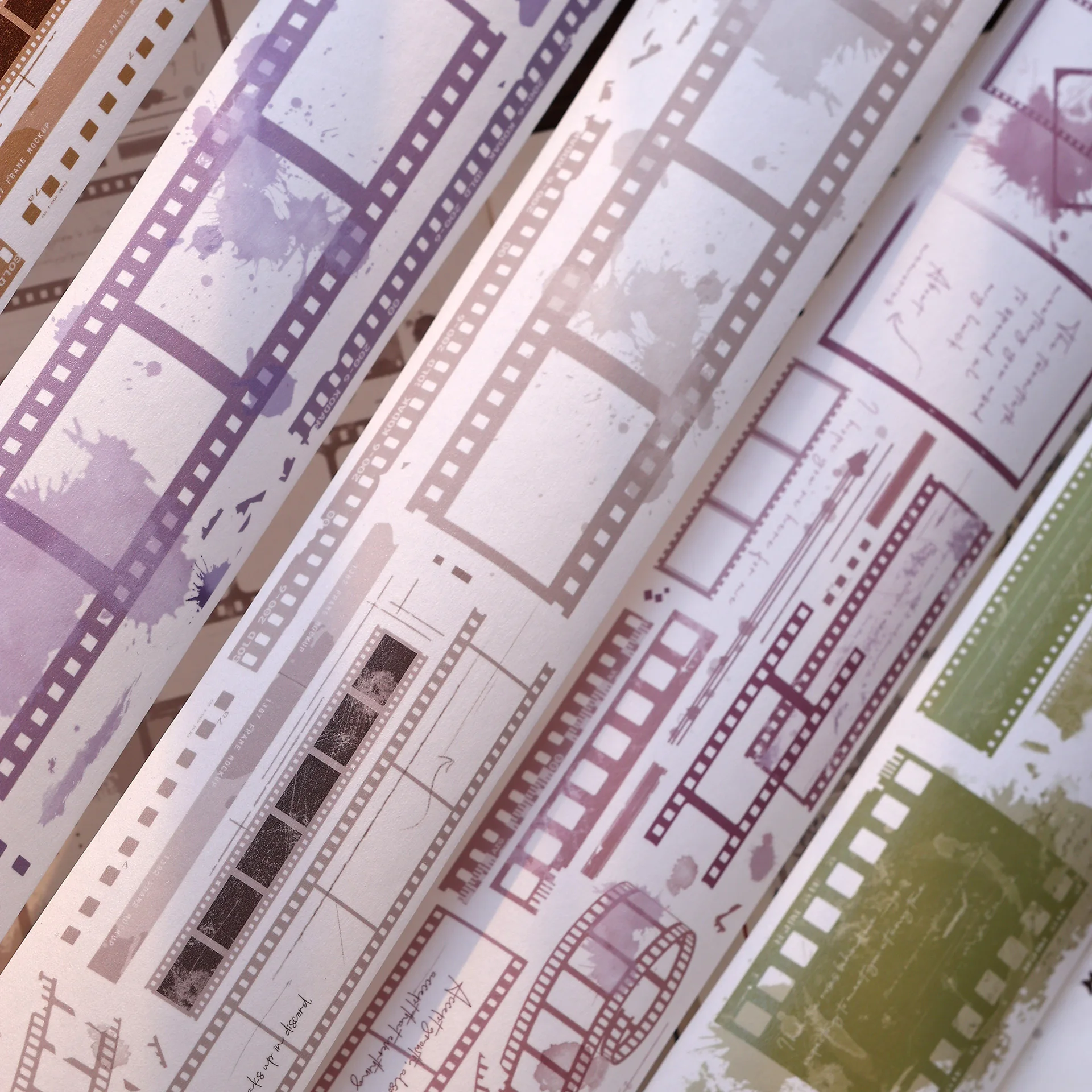 Vintage Colorful Film Backing Washi PET Journal Book Sticker Tape
