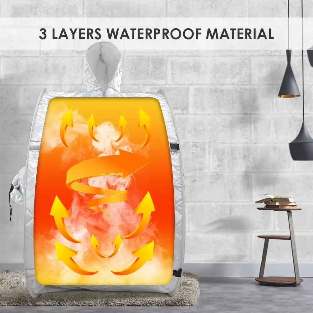 Foldable Lightweight Personal Portable Spa Saunas, 2L&1000W Steam Generator with Protection & Remote Control