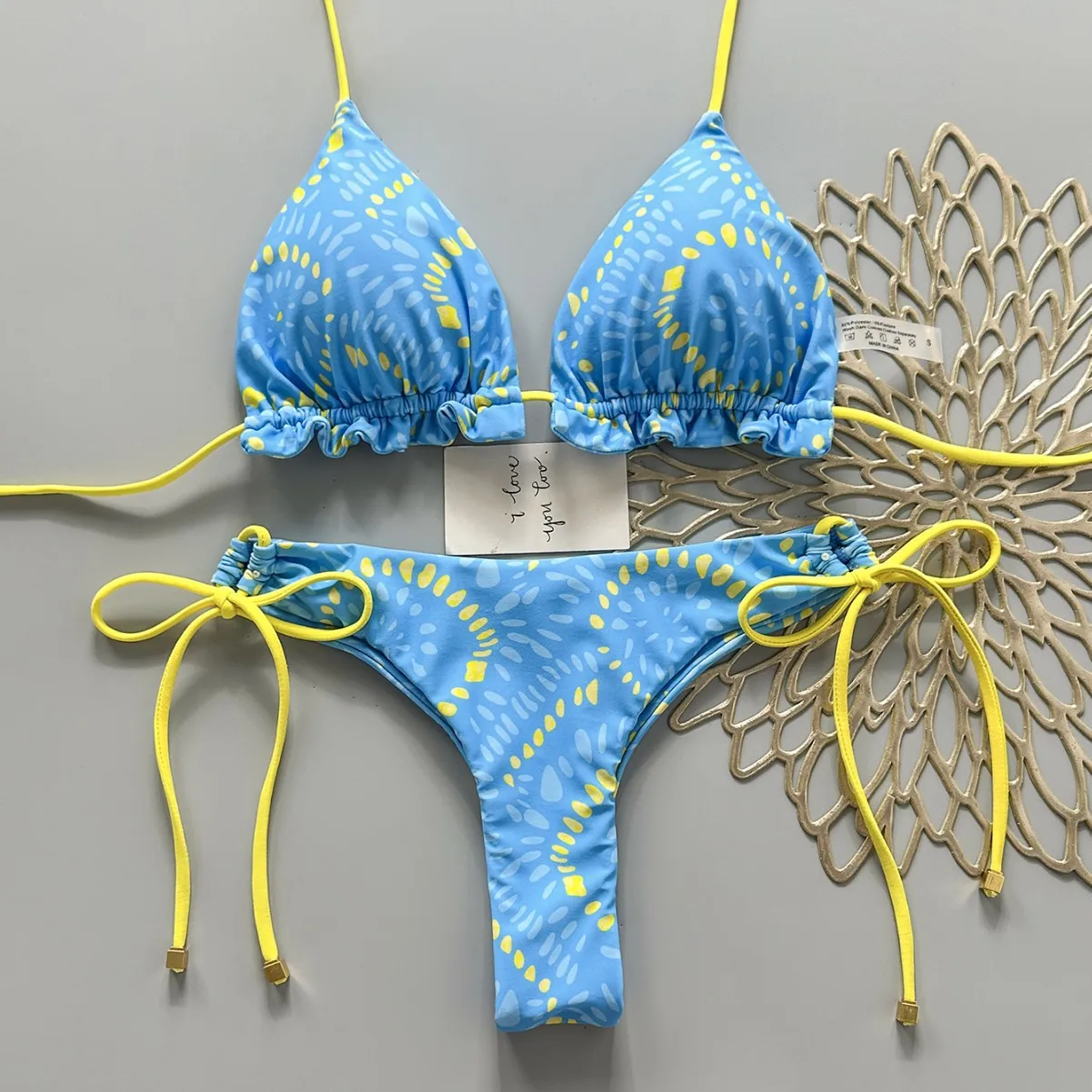 Sexy Bikini Swimsuit Women's Thermal Vacation Necktie Set Beach Swimming Costume For Hot Spring Holiday