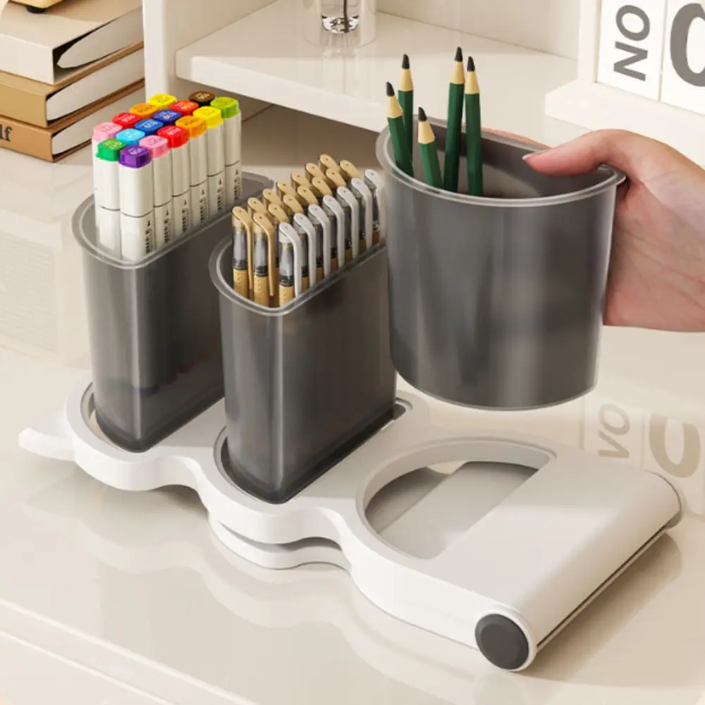 Three Layer Desktop Pen Organizer Large Capacity Detachable Pencil Storage Box Slant Insert Plastic Multilayer Pen Holder