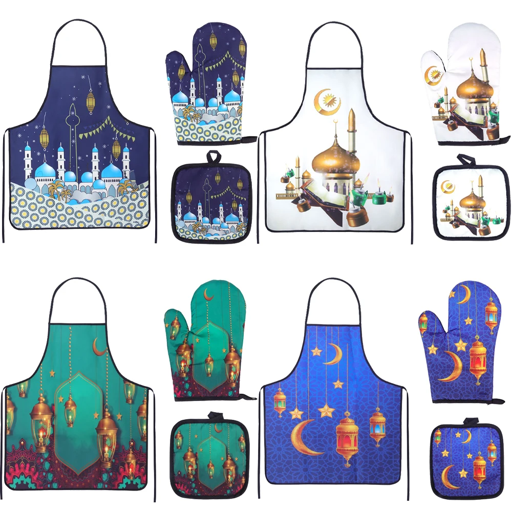 Ramadan Decorations Baking Anti-Hot Gloves Pad Oven Eid Mubarak Kitchen Decoration Home Cooking Accessories Muslim Islamic