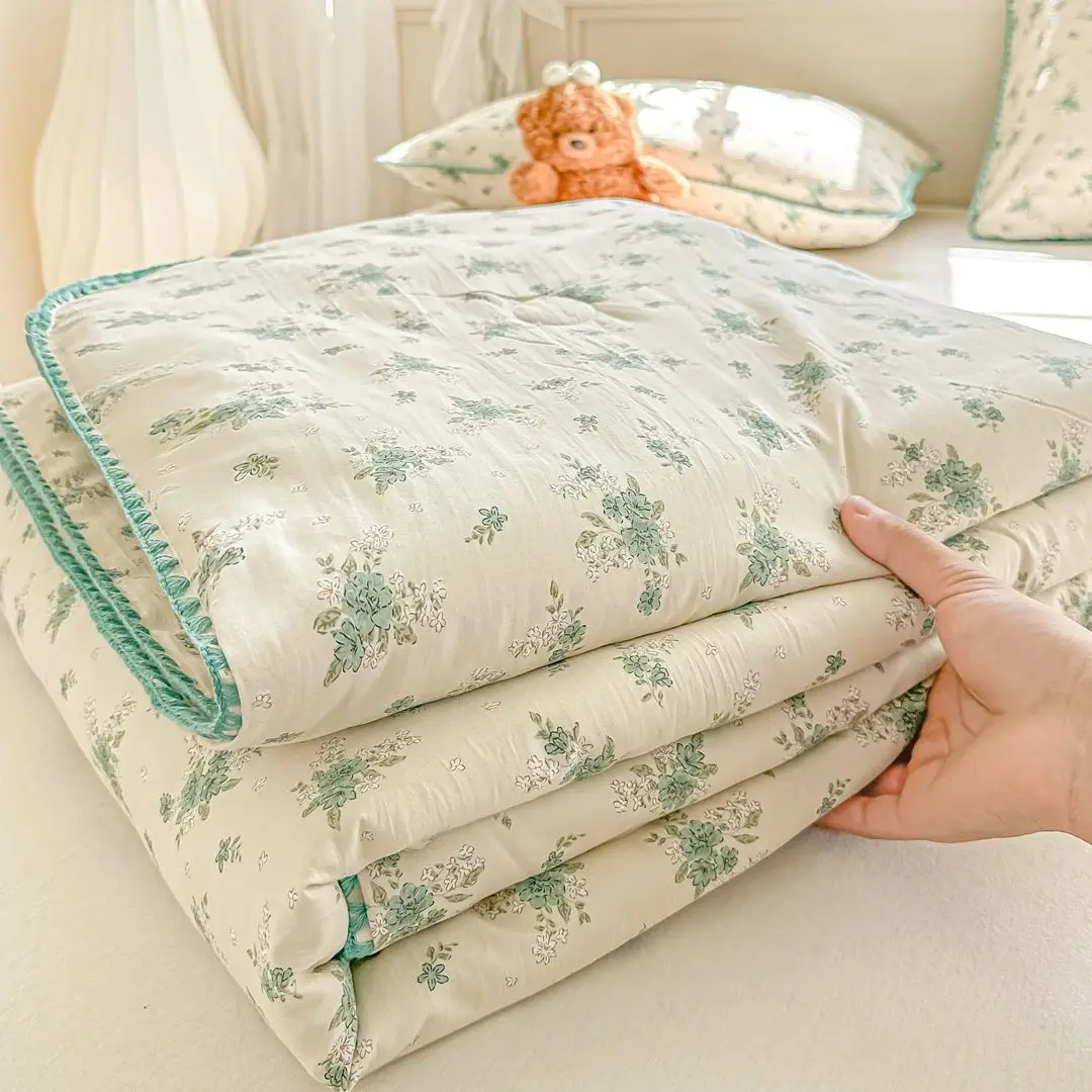 1pc Flower Printed Duvet for Summer Single/Queen Size Quilted Bedspread Air Condition Comforter/Quilt 여름이불(no Pillowcase)