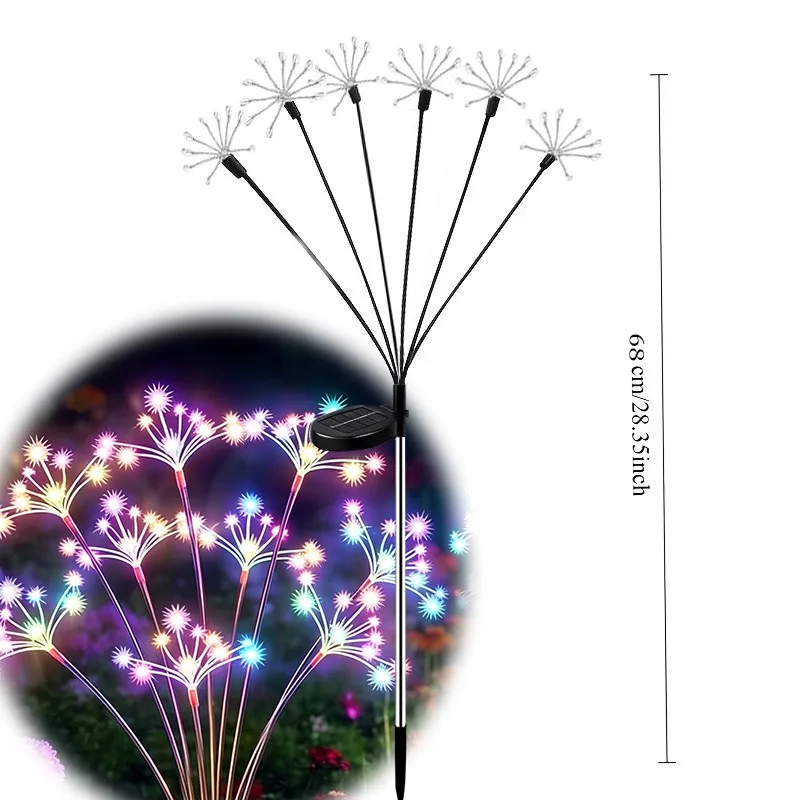 Solar Lawn Lights LED Solar Firework Decor Waterproof Outdoor Garden Decor Flower Stake Lights for Villa Street Driveway Patio