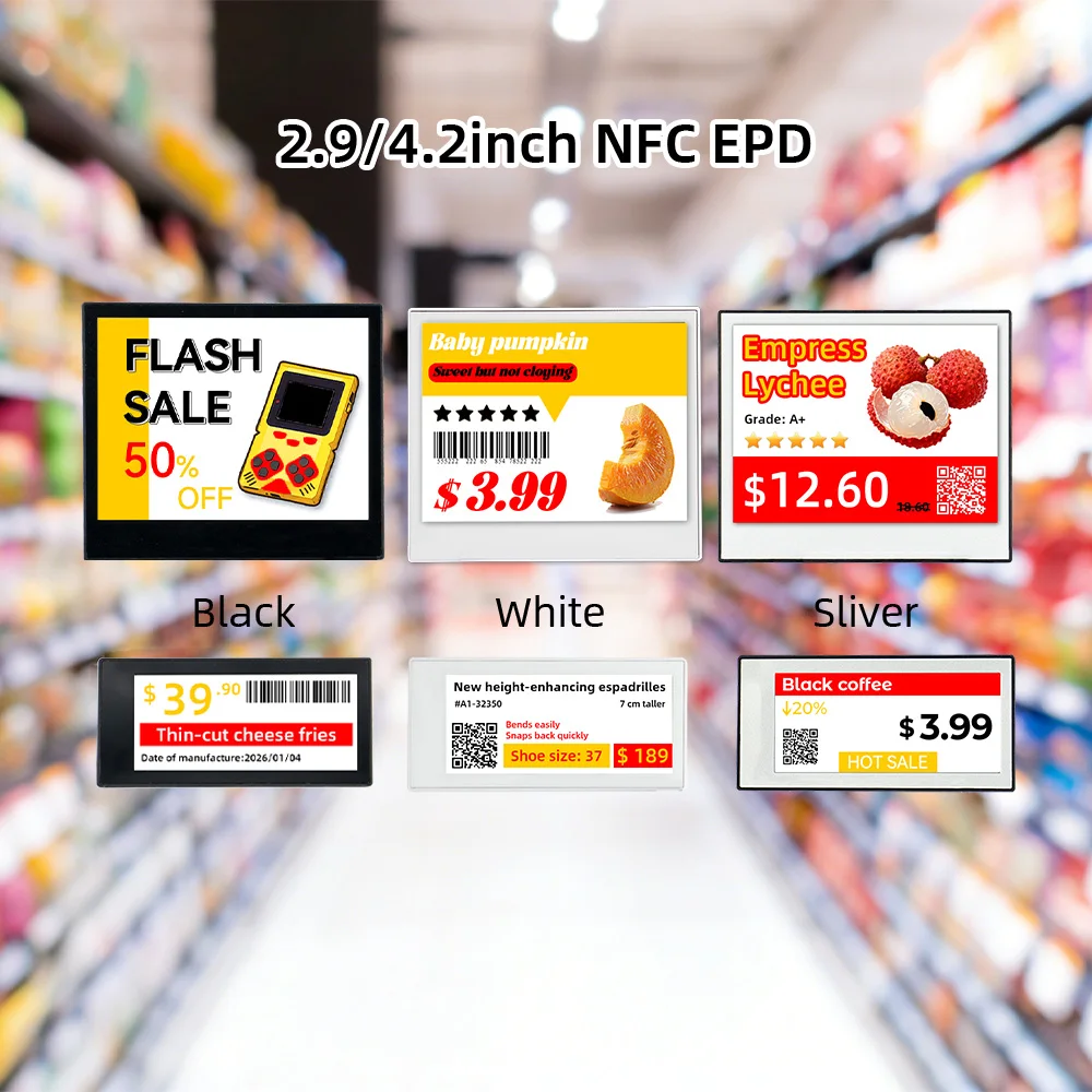 New Product NFC EPD 2.9 4.2 Electronic Shelf Label 3.4mm Thickness Smart ESL Tag