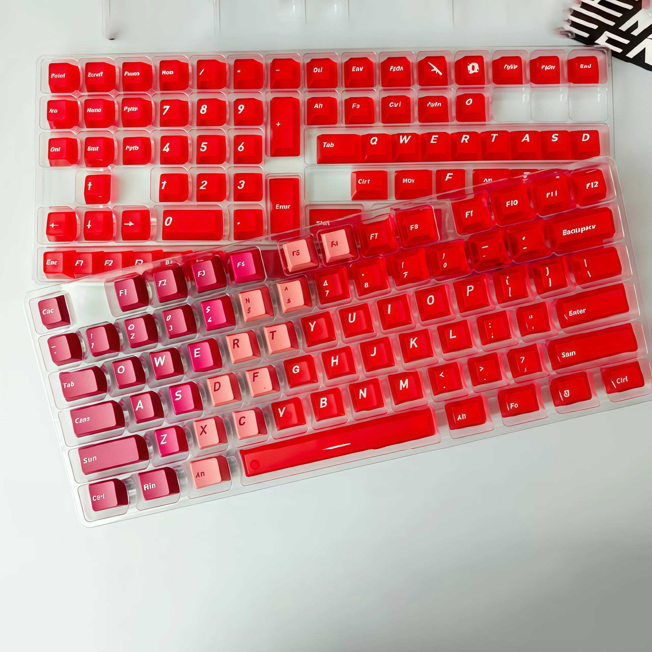 

Flame Red Foggy Transparent PC Keyboard Keycaps 136 Keys Dye Sub PBT Key cap Cherry Profile for MX Switches Mechanical Keyboard