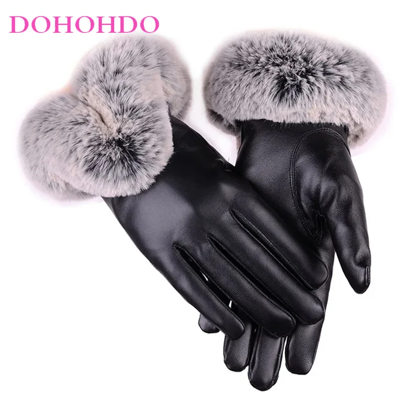 

Autumn Winter Gloves Leather Gloves Ladies Full Palm Touch Screen Gloves Adult Warm Riding Cute Outdoor Gloves Перчатки Женские