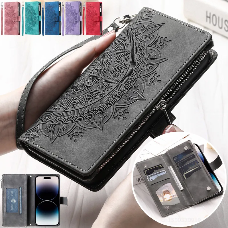 Leather Flip Case For Samsung Galaxy A54 A34 A24 A14 A52 A72 A73 A53 A33 A13 A42 A32 A22 A12 5G Embossing Card Slot Phone Wallet