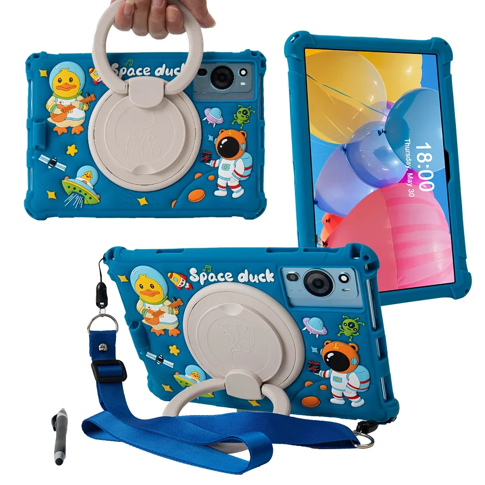 Kids Silicone Rotation Stand Cartoon Tablet Cover For Teclast M50 Mini 8.7 T50HD T50 HD 11 M40 SE Plus P20 HD P30 M40Plus Case