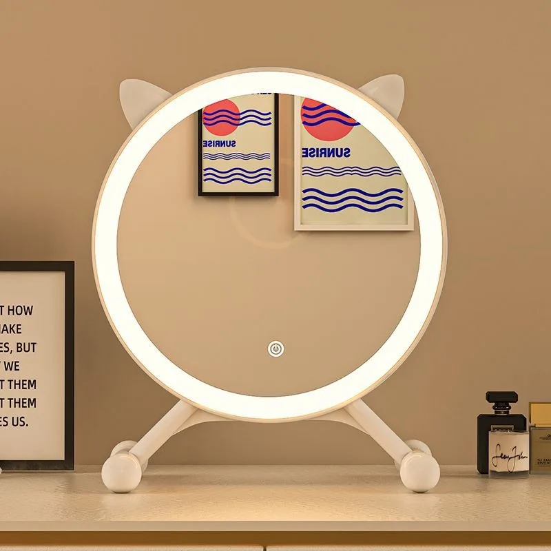 Makeup bedroom desktop led with lamp dormitory ins wind vanity large desktop desktop round