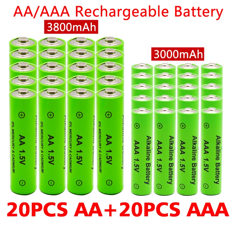 AA  AAA rechargeable AA 1.5V 3800mAh 1.5V AAA 3000mAh Alkaline battery flashlight toys watch MP3 player replace Ni-Mh battery