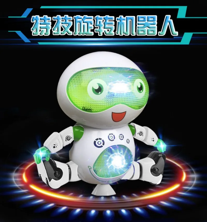 New space dancing electric robot, brand new 360 degree dazzling dance robot,with Led Light Music Infrared Toy for Kids Gifts