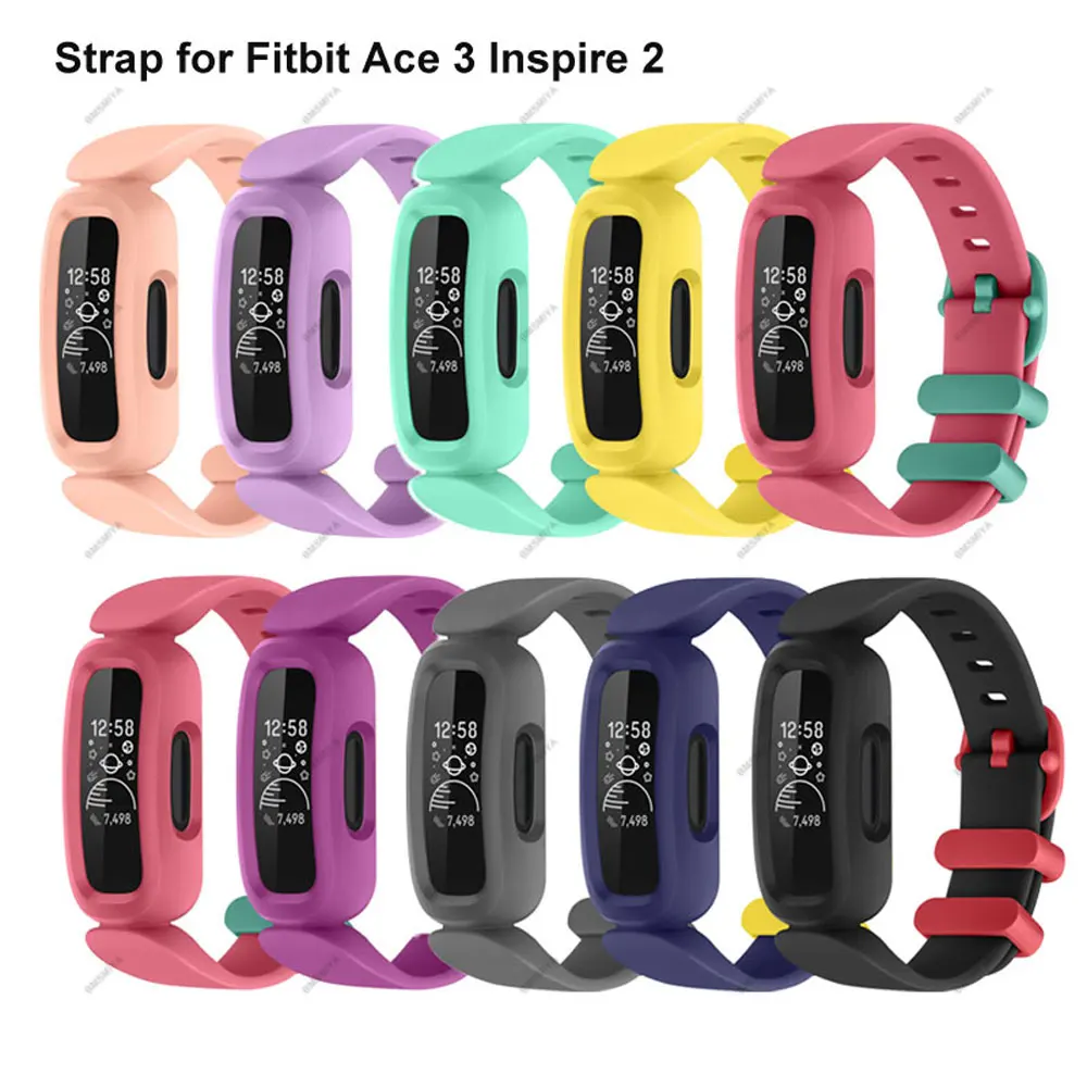 1PCS Silicone Strap for Fitbit Ace 3 Kids Band Wristband Accessories for Fitbit Inspire 2 Bracelet Watchband Replacement Belt