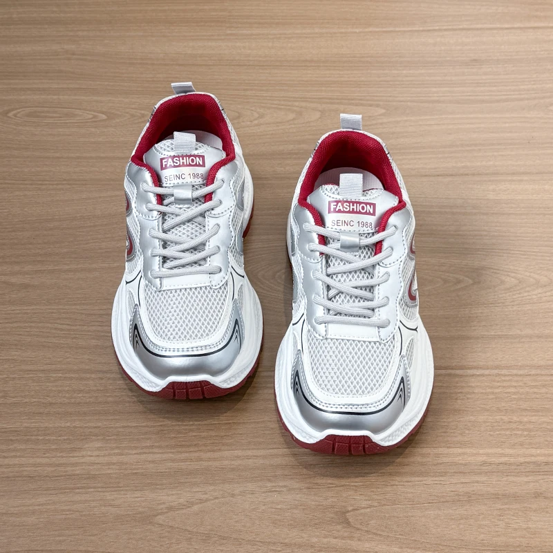 Dad Sneakers Women's Spring Summer 2025 New Style Versatile White Thick Bottom Heightening Running Sports Shoes