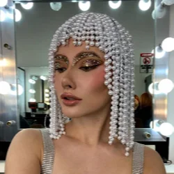 Stonefans Tassel Head Chain Bridal Indian Jewelry Luxury Accessories Dress Pearl Headpieces for Women Costume Headdress Weddings