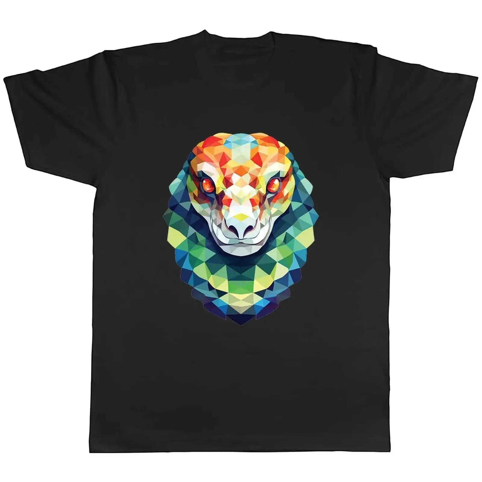 Geometrische Schlange Herren T Shirt Reptil Gesicht Haustier Geschenk vintage Washed Stretched homme designer clothes