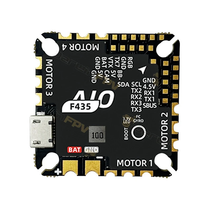 

Контроллер полета F435 AIO 45A BLHeli S AM32 ESC 2-6S для FPV Drone Quadcopter RC Racing и Freestyle-A14G