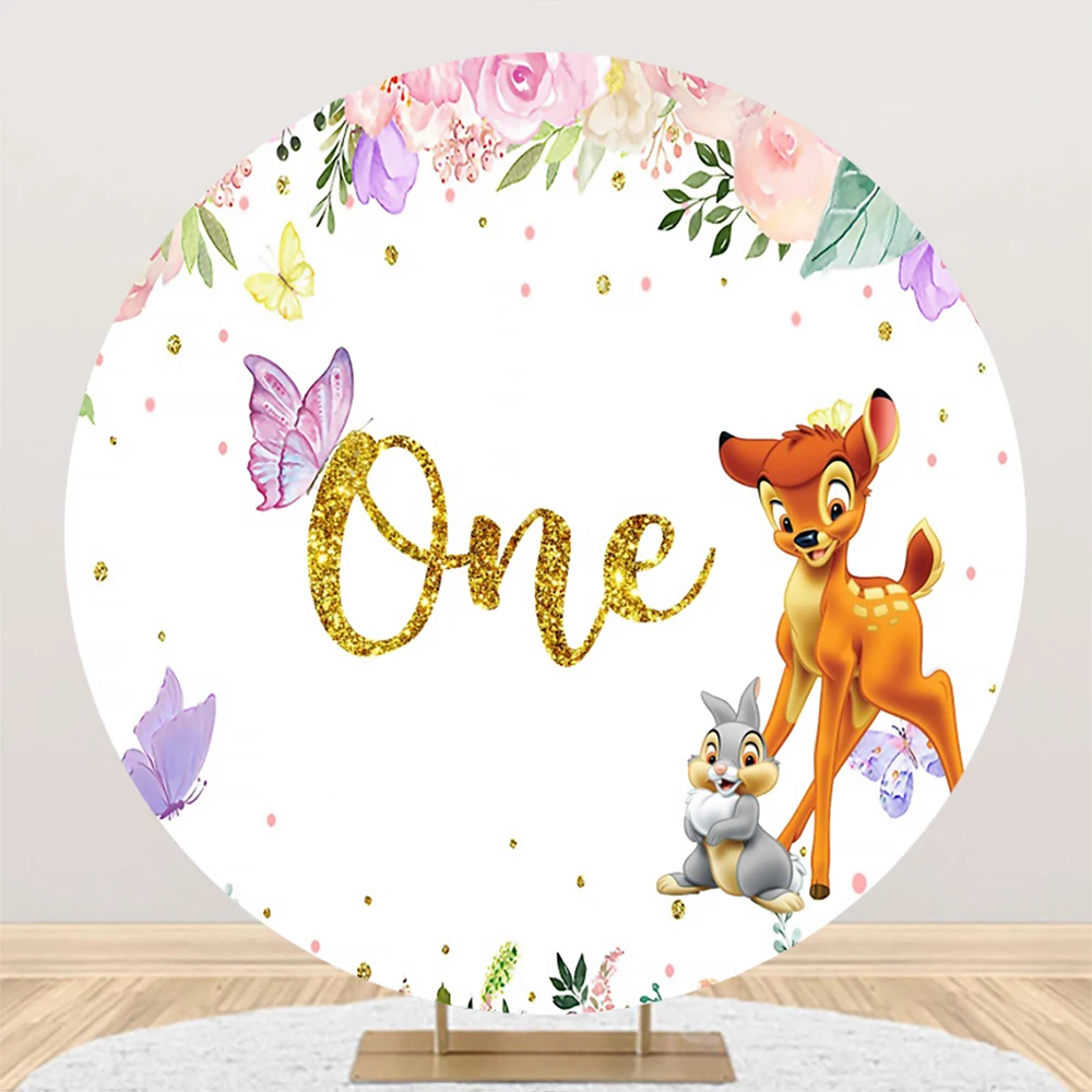 Bambi Elastic Circle Backdrop Photography Photo Background Props One Baby Shower Birthday Party Decoration Photozone Custom