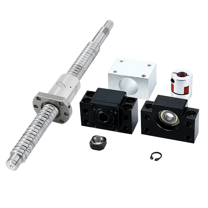 HLTNC – jeu de vis à billes en acier, roulement à plomb de 20mm, SFU2005 avec écrou à bille unique BKBF15, boîtier d'écrou d'accouplement pour CNC personnalisable