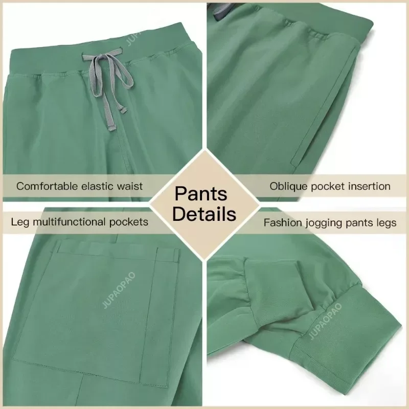 Uniformi da infermiera ad asciugatura rapida con tasche Abiti da lavoro per salone di bellezza Top chirurgico + Pantaloni da jogging Abbigliamento da lavoro per clinica Set di scrub medico