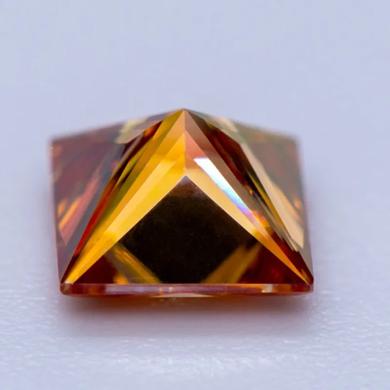 Moissanite Stone Orange Color  Princess Cut VVS1 with GRA Certificate for Gemstone Charms Beads Top Jewelry Making Materials