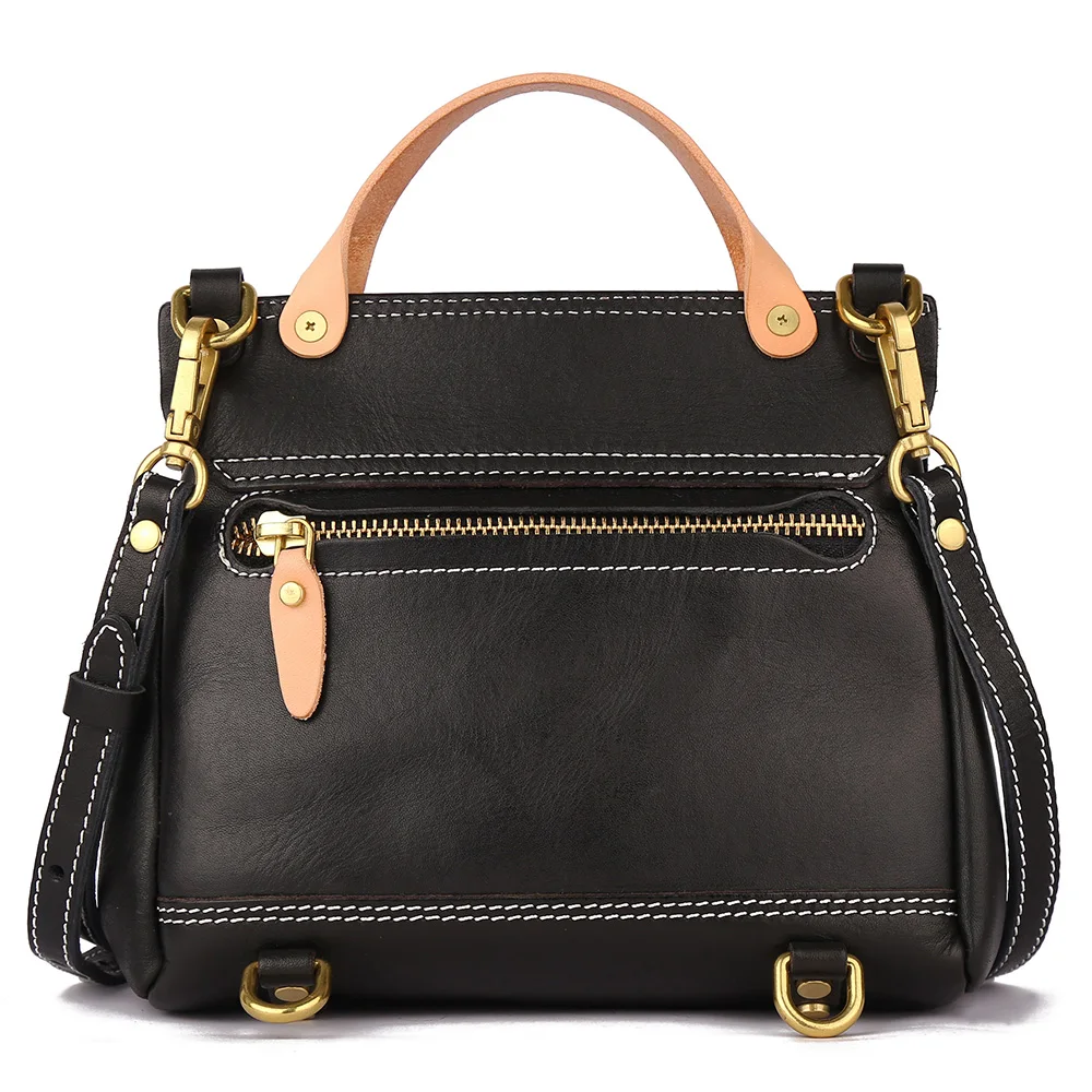 New Ladies Multifunctional Backpack Crossbody Bag Retro Solid Color Shoulder Bag Head Layer Cowhide Leather Double Shoulder Bags