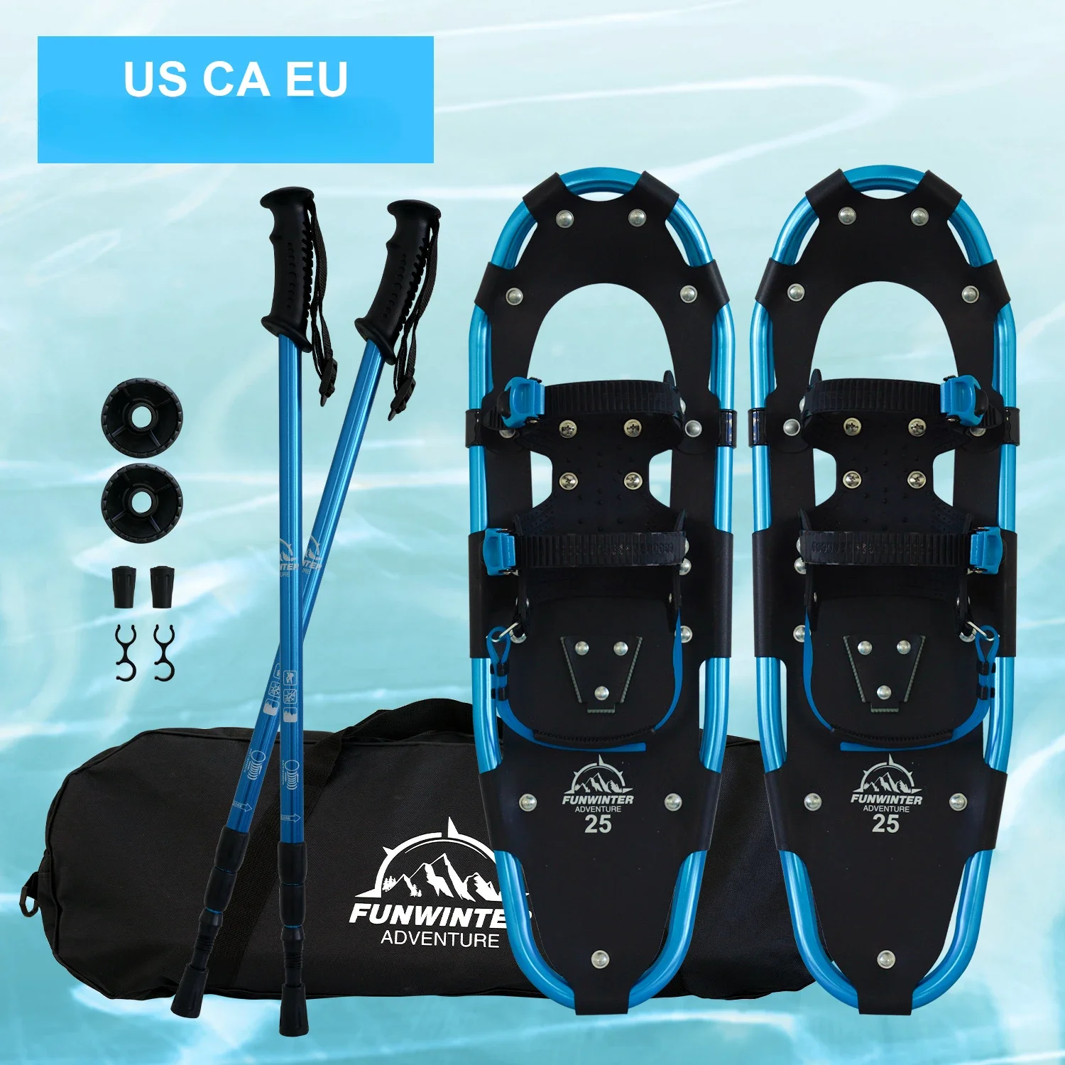 Factory Supply 25''aluminium snowshoe adjustable for Women Men Kids snow shoes with Ski Pole